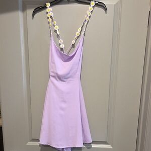 Lucy in the Sky Lilac Dress with Floral Straps